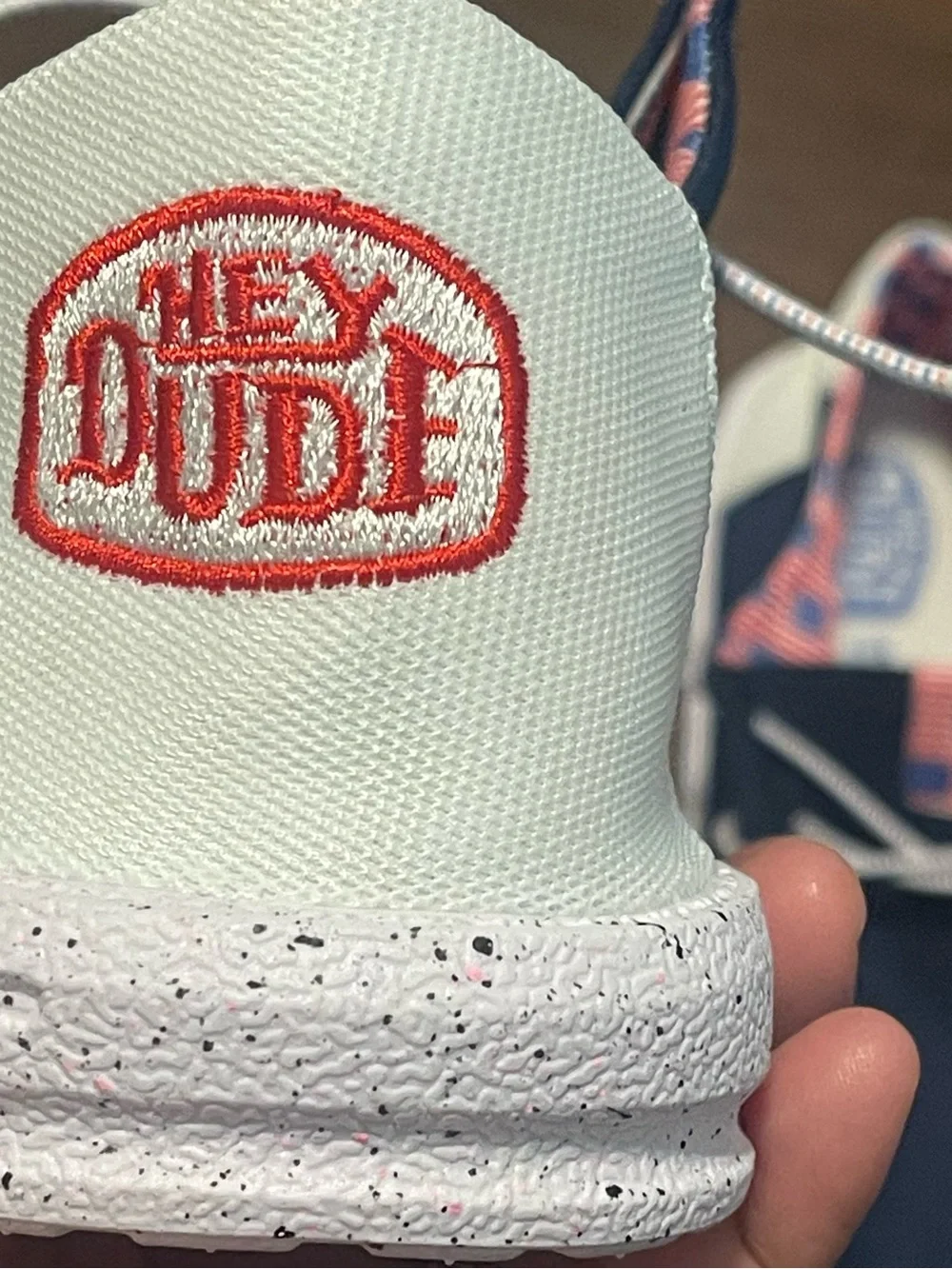 Hey Dude Wally Men’s Slip-On Lightweight Canvas USA Flag Navy/White/Red 10.5